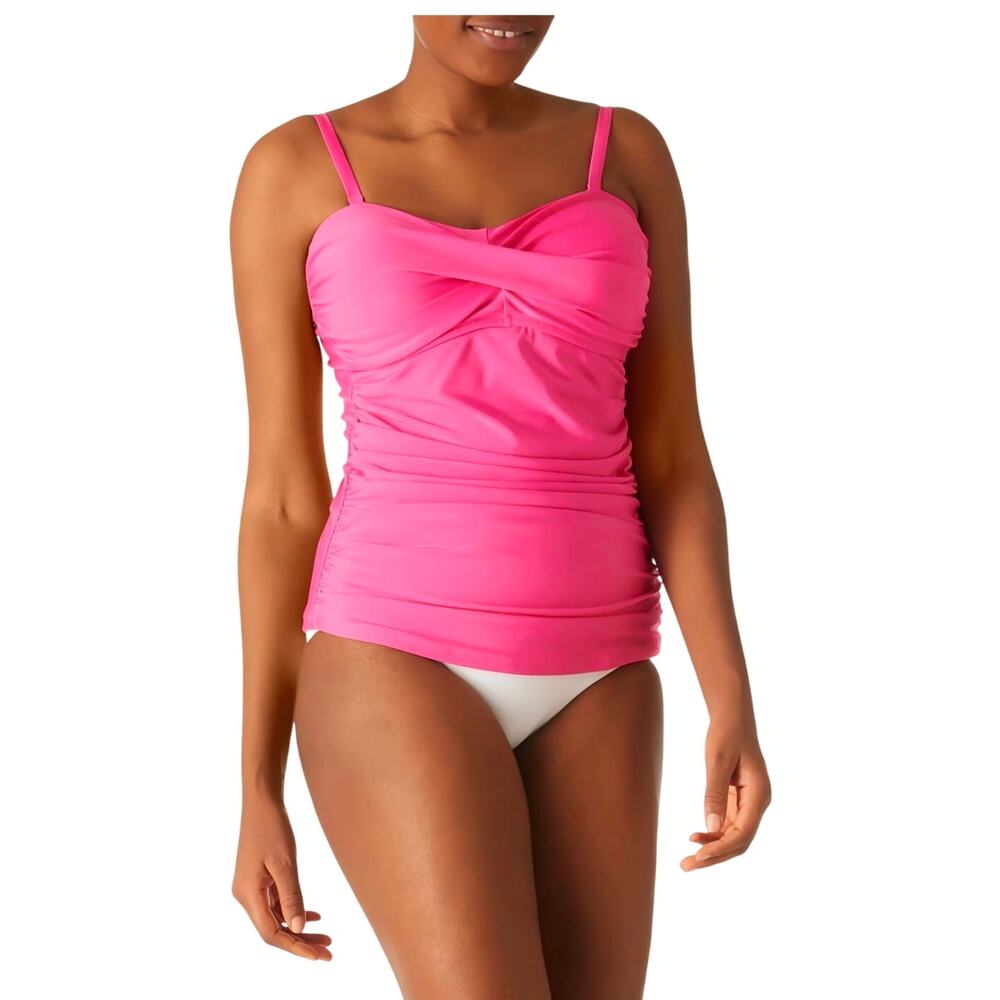 Relleciga Hot Pink Ruched Tankini Top